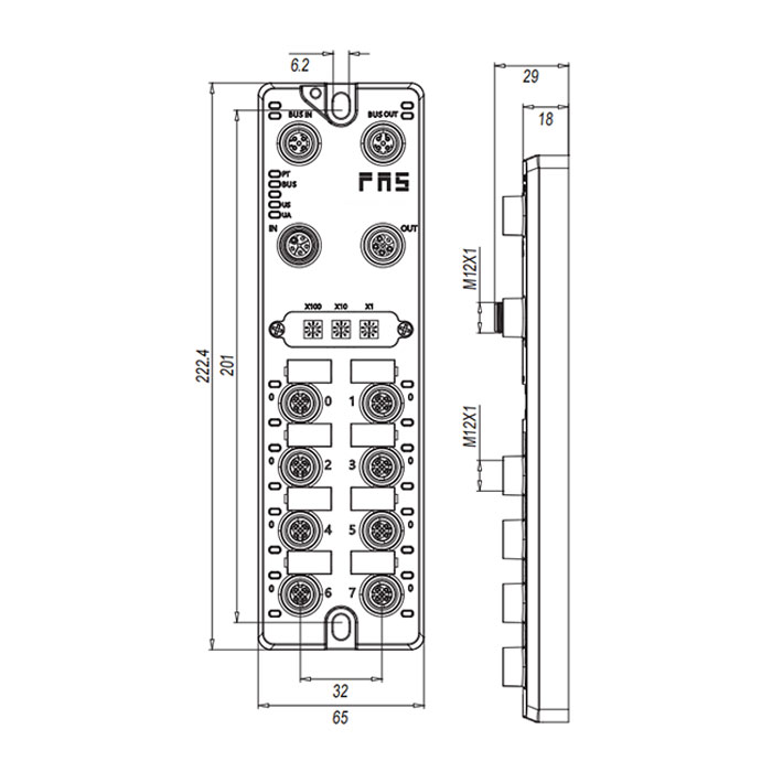 支持PROFIBUS-DP協(xié)議 主站、8端口、IO-Link Master、M12接口、?4×IO-Link & 8×DI / DO；當(dāng)常規(guī)DIO接口時： 16× DI / DO 、003B31