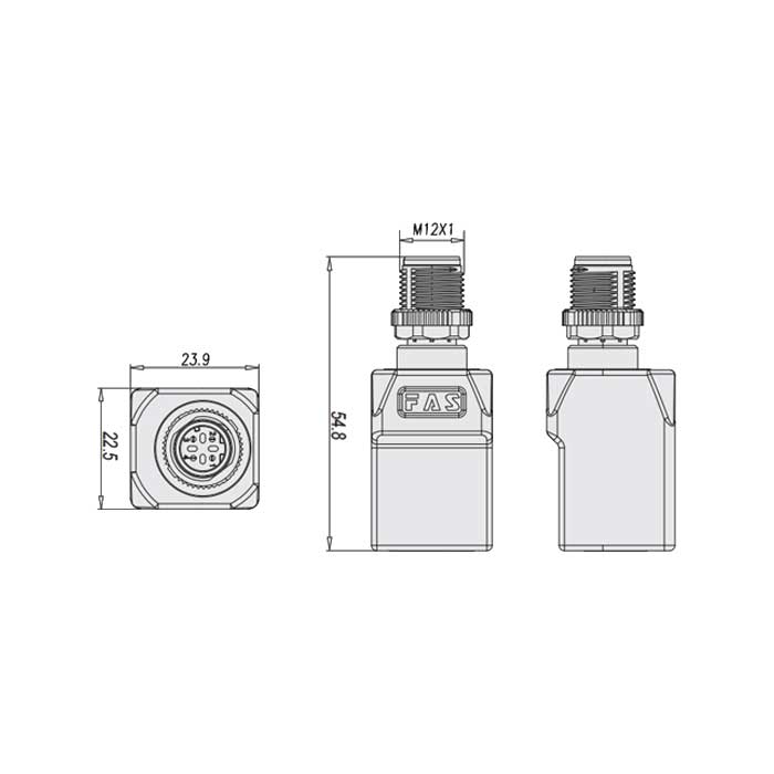M12 4Pin D-coded 公頭直型轉(zhuǎn)RJ45直角型、0C4ES3